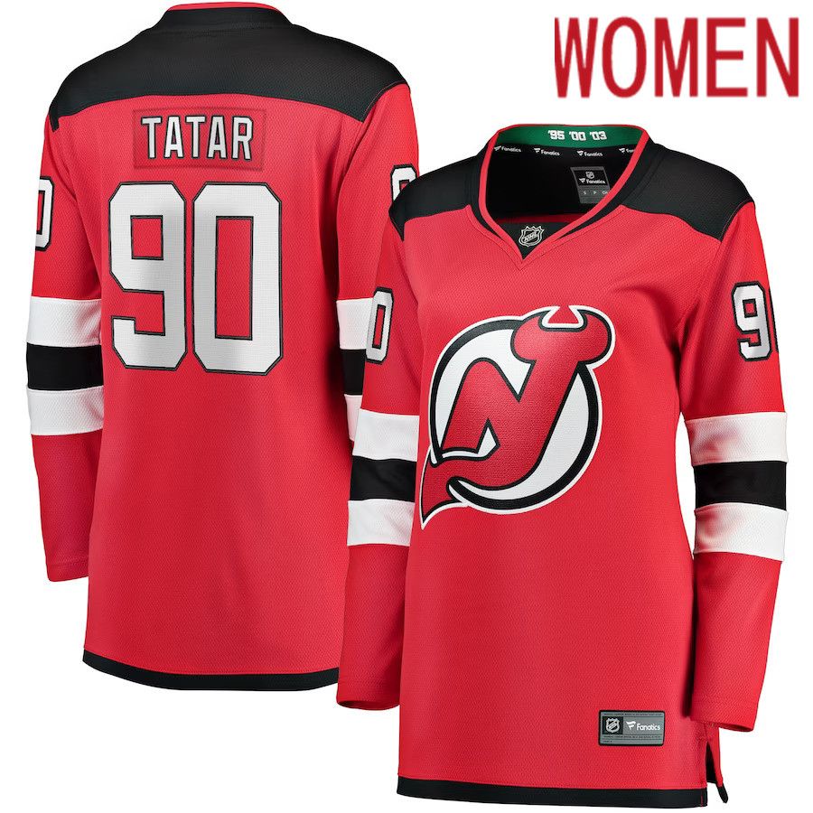 Women New Jersey Devils #90 Tomas Tatar Fanatics Branded Red Home Breakaway Player NHL Jersey